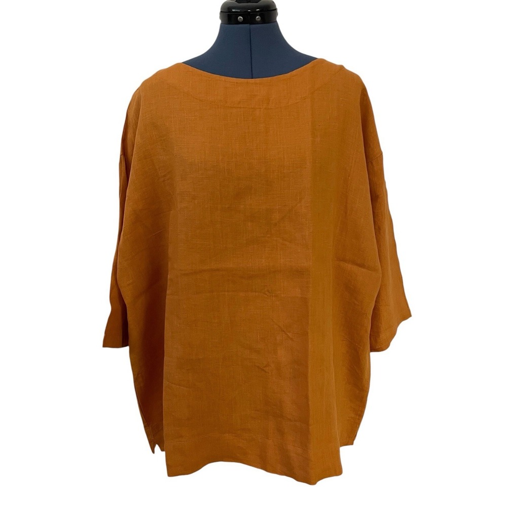 bryn Walker Burnt Orange Linen Boxy Tunic